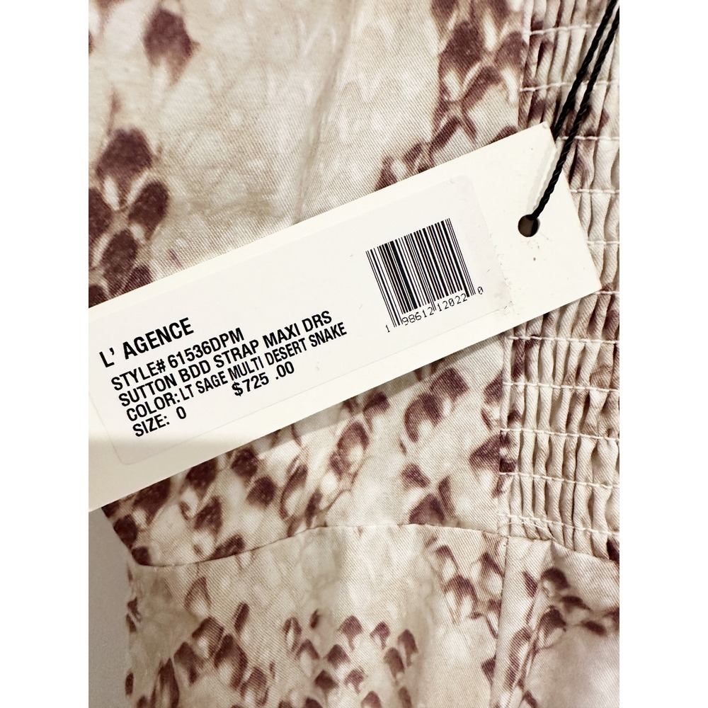 NWT L'Agence Sutton Beaded Strap Maxi Dress in Light Sage Multi Desert Snake - 0 - Picture 16 of 16